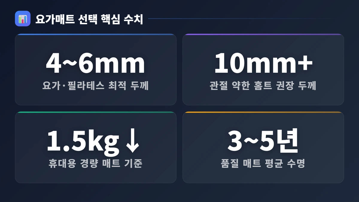요가매트 선택 핵심 수치