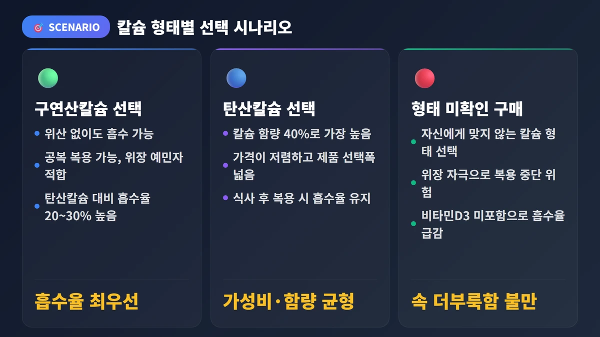 칼슘 형태별 선택 시나리오 칼슘 영양제 추천 2026