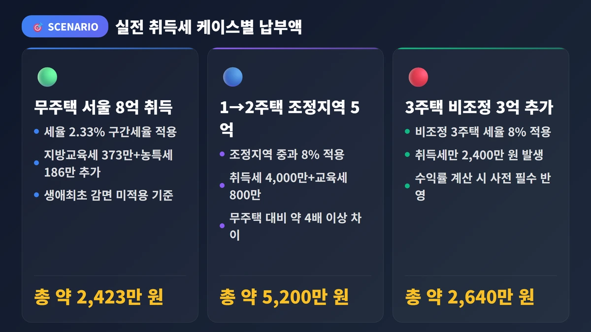 실전 취득세 케이스별 납부액