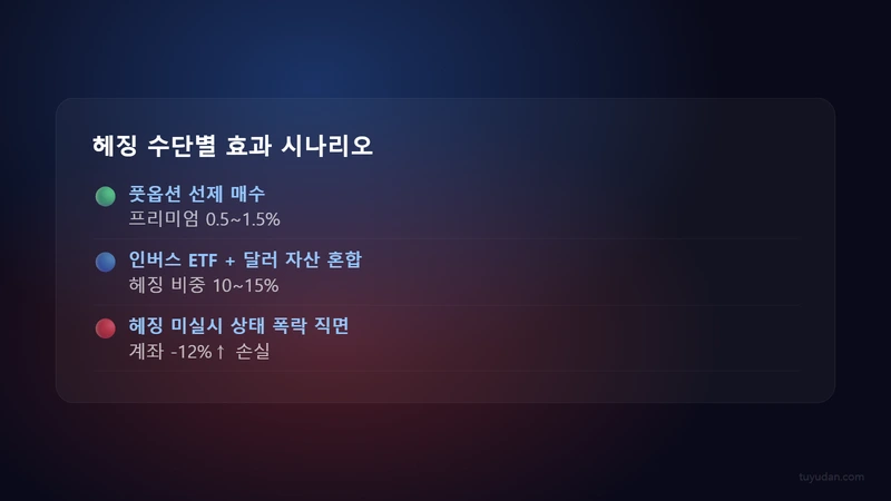 ️ 포트폴리오 헤징 실전 전략: 하락장에서 수익을 지키는 5가지 방법 4 헤징 수단별 효과 시나리오 ️ 포트폴리오 헤징 실전 전략