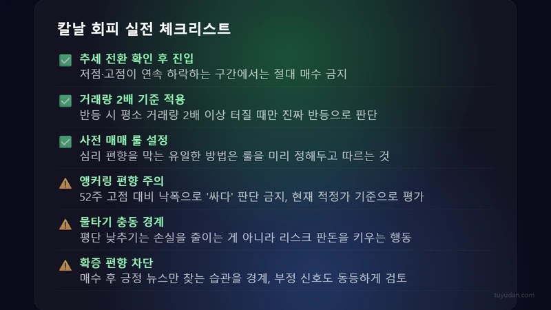 ⚔️ 떨어지는 칼날을 잡지 마라 — 주식 격언 3이 실전에서 통하는 이유 4 칼날 회피 실전 체크리스트