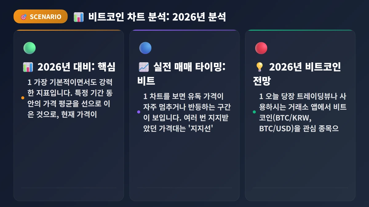 비트코인 차트 분석: 2026년 매매 타이밍 잡는 기술적 지표 3가지 3 📊 비트코인 차트 분석: 2026년 매매 타이밍 잡는 기술적 지표 3가지 분석