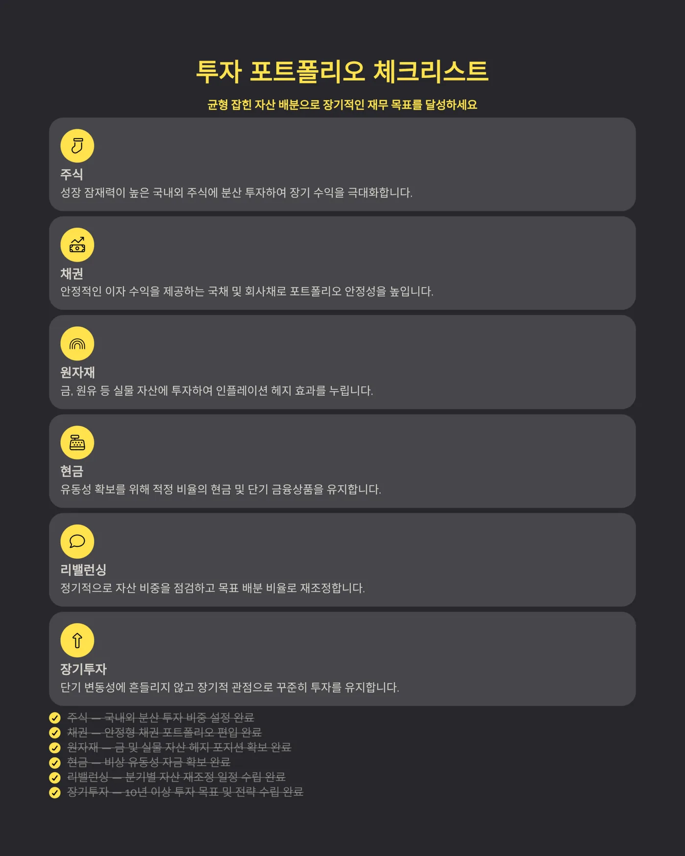 올웨더 포트폴리오 리밸런싱 체크리스트